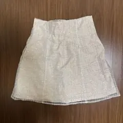 ホワイト ラメチェック ミニスカート キュロットのサムネイル
