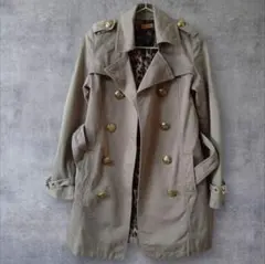 Ｍ 金ボタン レオパード ヒョウ柄 平成ギャル y2k トレンチコート