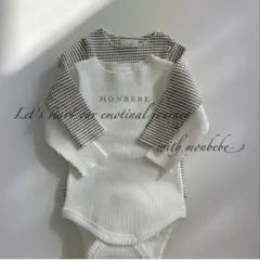【未使用新品】monbebe モンベベ ロンパース 80 90 長袖 リブ L