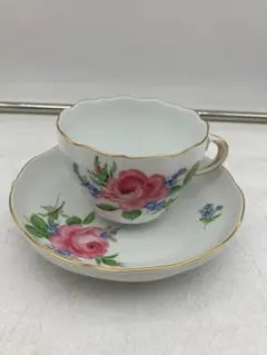 MEISSEN マイセン ピンクローズ カップアンドソーサー 2客セット