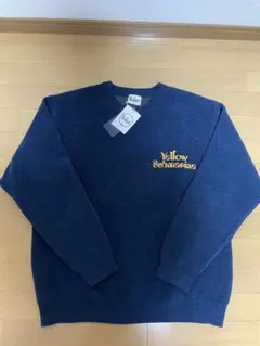 THE BEATLES×GLOBAL WORKモールニット　ネイビーイエロー　L