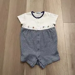 familiar チェック柄ロンパース 70