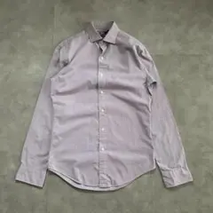 美品 POLO RALPH LAUREN 長袖シャツ ギンガムチェック 白×紫