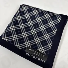 BURBERRY ネイビー チェック柄 ハンカチ