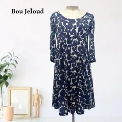 zk908【F】Bou Jeloud ミニワンピース 総柄 七分袖 リボン付きのサムネイル
