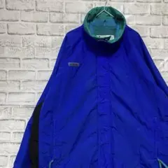 コロンビア　マウンテンパーカーブルーXLオーバーサイズロゴ刺繍アウトドア828