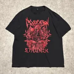 【XXL】 デスグラフィック ビッグT 黒 赤 大きいサイズ　トライバル　ドクロのサムネイル