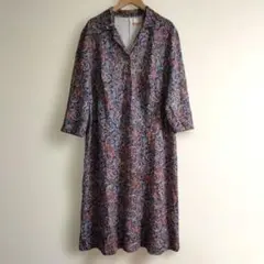 ❤１点限り❤ペイズリー柄 長袖シャツワンピース 総柄 ７分袖 ゆったりサイズ