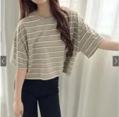 マルチボーダー ショート丈 Tシャツ GRL 新品 グレイル タグ付 shein