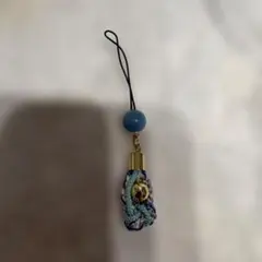 青色編み込み携帯ストラップ