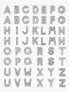 26文字 A-Z 2セット 52個 アルファベット チャーム シルバー8mm穴