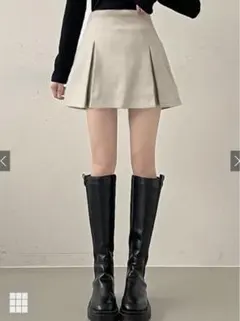 GRL インパン裏地付ボックスプリーツフレアミニスカート mei41