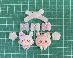 【６】ちいかわ デコパーツ モモンガ 古本屋 リボン