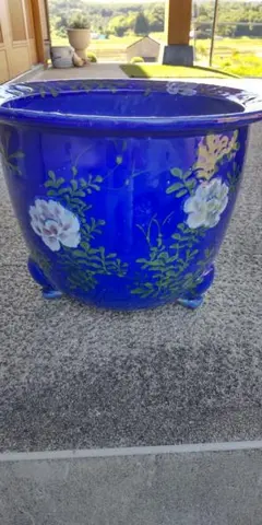 明治期　瑠璃　植木鉢　尾張焼　瀬戸焼　盆栽　古美術　骨董　アンティーク 明治期 瑠璃 植木鉢 尾張焼 瀬戸焼 盆栽 古美術 骨董 アンティーク