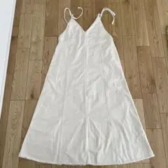 アイボリー デニムジャンパースカート　ロング丈　Mサイズ