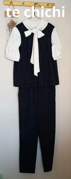 テチチ te chichi セットアップ ストライプ オールインワン s