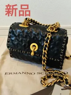 G.PARAPINI ショルダーバッグ ポシェット ブラック クロコダイル 