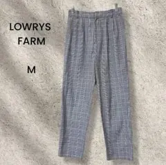 ローリーズファーム☆チェックテーパードパンツ 　オフィス　グレー　M