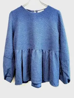 オペークドットクリップ ペプラムトップス ブルー　38(M) きれいめ 春秋