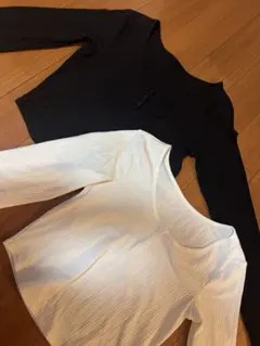 gu長袖トップス ブラック ホワイト 2色セット