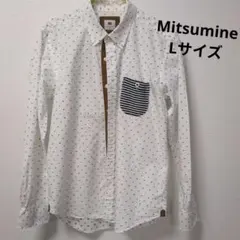 即購入OK　ミツミネ　Mitsumine　シャツ　長袖シャツ　ドット柄　Lサイズ