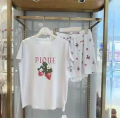 ジェラピケ いちご柄 上下セット ルームウェア ブルー