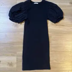 ZARA ザラ パフスリーブ ワンピース ブラック M