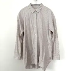 グローバルワーク　ピンク　ベージュ　ストライプシャツ　長袖