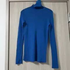UNIQLO エクストラファインメリノリブタートルネックセーター長袖 青 M