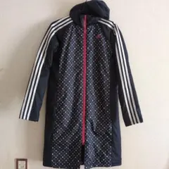 adidas ドット柄 ロングコート フード付き