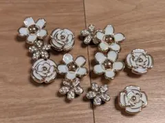 花　ホワイト系　ジビッツ　12個　サンダル　飾り　シューズアクセサリー　新品
