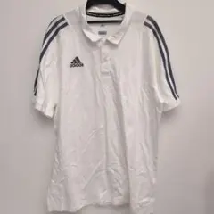adidas ホワイト ポロシャツ ストライプ　XOサイズ