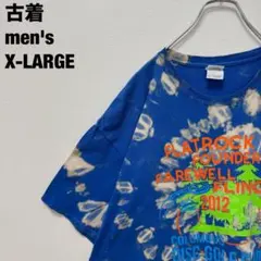 古着 GILDAN ギルダン Tシャツ ブリーチ タイダイ 斬新 ブルー XL