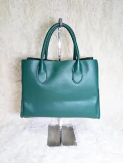 美品　2WAY　緑　グリーン　フェイクレザー　キレイ　頑丈　ダブルハンド