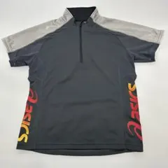 asics ハーフジップ 半袖 トップス ブラック L - メルカリ