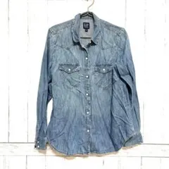 GAP デニムシャツ 長袖 ウエスタン Mサイズ コットン 軽量 春夏 薄手