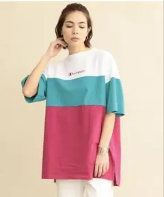 Champion チャンピオン パネルカラー ビッグTシャツ マルチカラー M