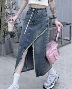 デニムロングスカート デニム