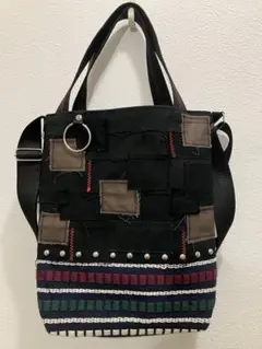 TVGlyPhS punk rock クラストパッチワーク トート バッグ GlyPhS punkrockクラストパッチワーク トート バッグバムフラップ付