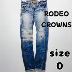 ロデオクラウンズ　クラッシュ　デニム　ストレート　ジーンズ　ブルー　レディース