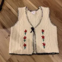ZARA アイボリー ケーブルニットベスト 2-3歳