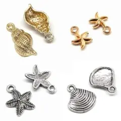 921◆【4個】貝殻 ヒトデ スター 星 貝 パーツ マリン ハンドメイド