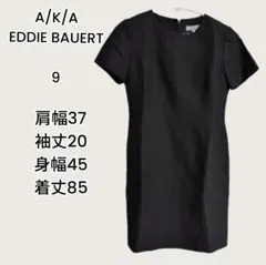 EDDIE BAUER 半袖ひざ丈ワンピース 9　ネイビー　紺 麻