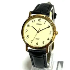 SEIKO SPIRIT QZ ゴールド メンズ 時計 新品電池 新品ベルト