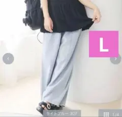♦️専用♦️新品辻希美　アンジュシャルム　バギーデニムパンツ L ライトブルーのサムネイル