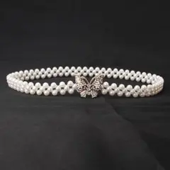 2本セット　パール風ベルト　帯締め　蝶　パール　ビジュー　浴衣　ベルト和装　着物