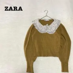DO0096【ザラ ZARA】セーター【M】フリルカラー バルーンスリーブ リブ