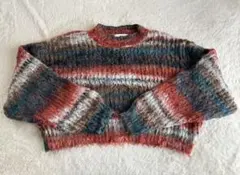 マルチカラー 長袖ニットセーター Fサイズ