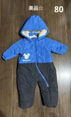 【美品】ジャンプスーツ　青ミッキー 80