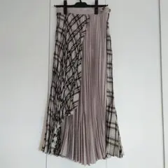 美品 定価3万 チェック プリーツ ロングスカート ラップスカートのサムネイル